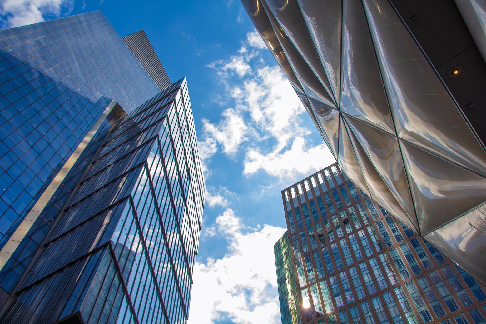 Blue Glass Panel Window Building